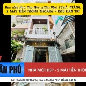 Bán nhà MỚI-ĐẸP Phú Thọ Hòa q.Tân Phú 72m², 4TẦNG, 7.25 Tỷ
